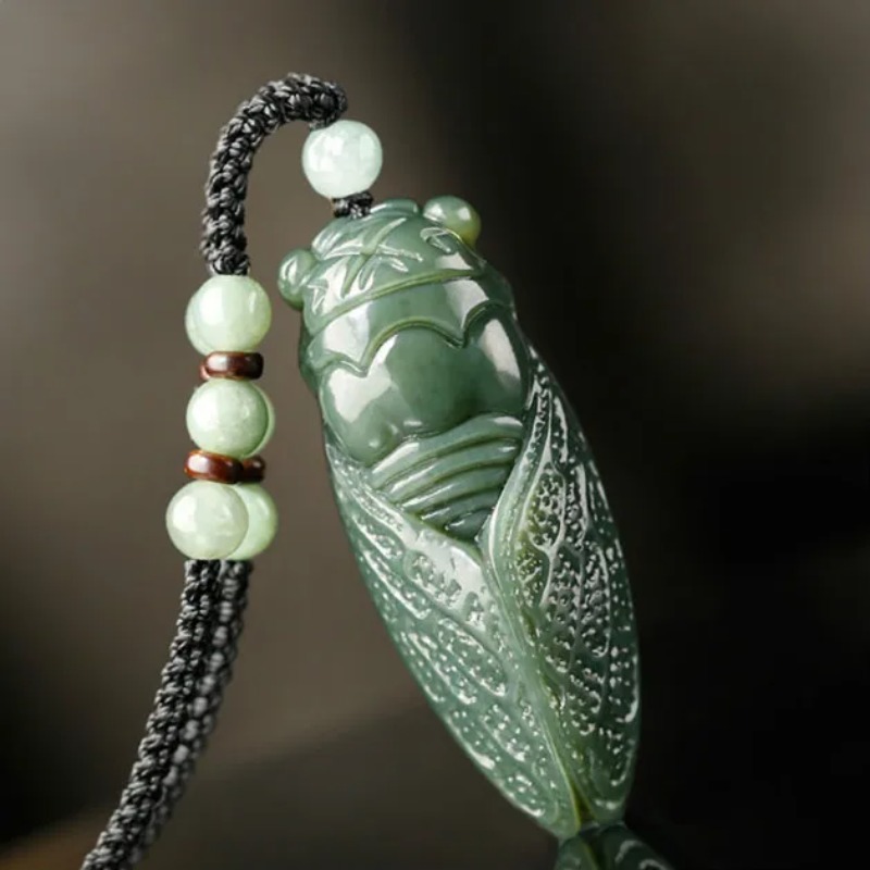 Women Accessories To Gift - Natural Hetian Jade Cicada Pendant Beads