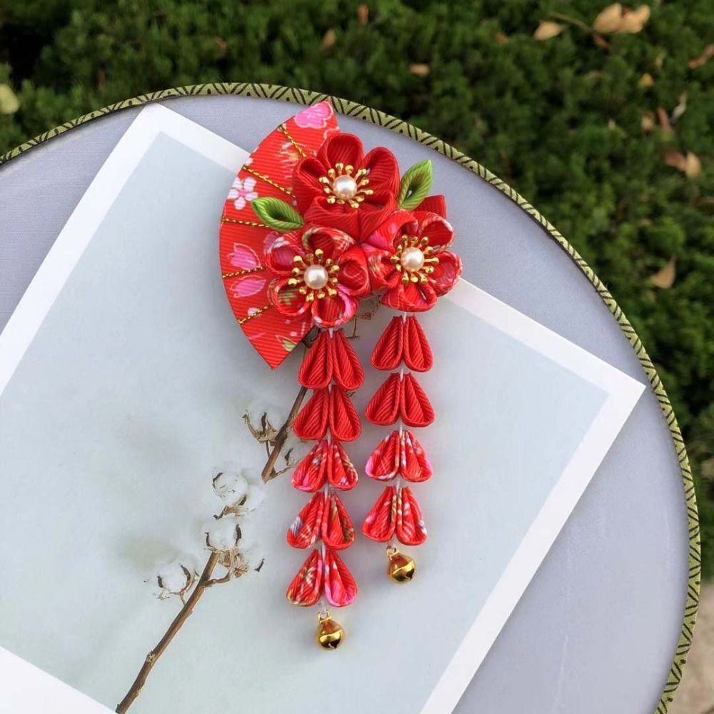 Women'S Kimono Accessories - Sweet Tassels Tassel Fan Hairpin Flower