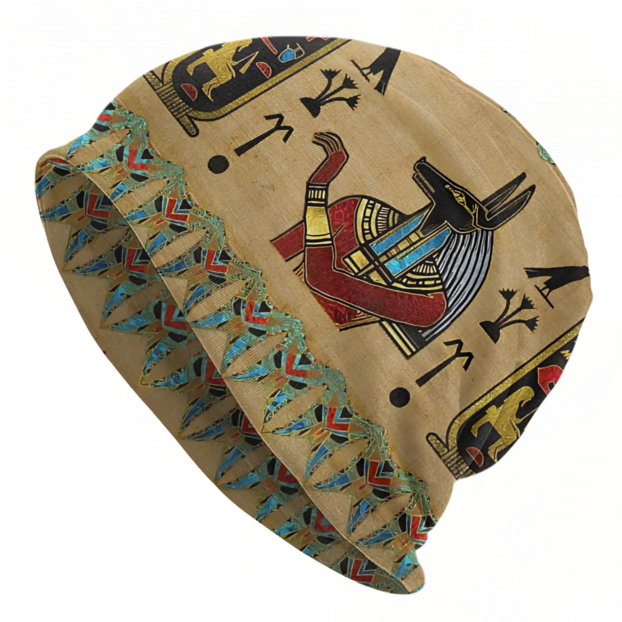 Women'S Egyptian Accessories - Egyptian Anubis Ornament On Papyrus Bonnet