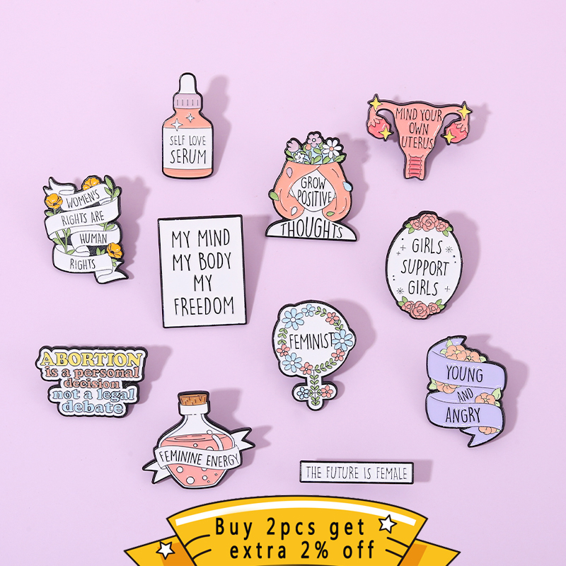 Quotes Women Power Enamel Pins - Women Accessories Quotes ulasan dan harga