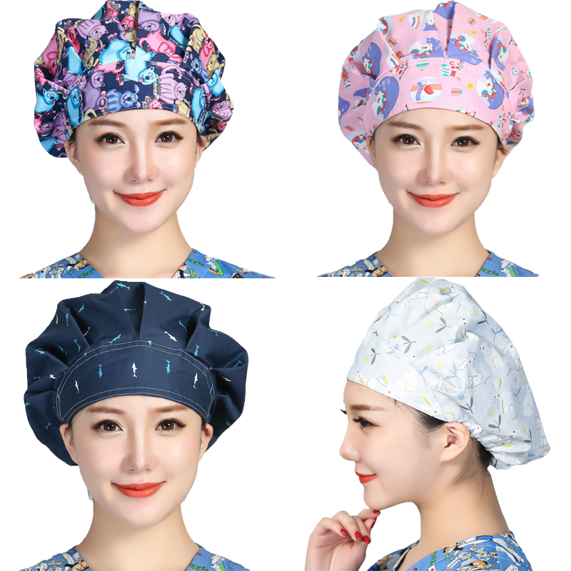 Bouffant Scrubs Hats Cartoon P - Women'S Work Accessories ulasan dan harga