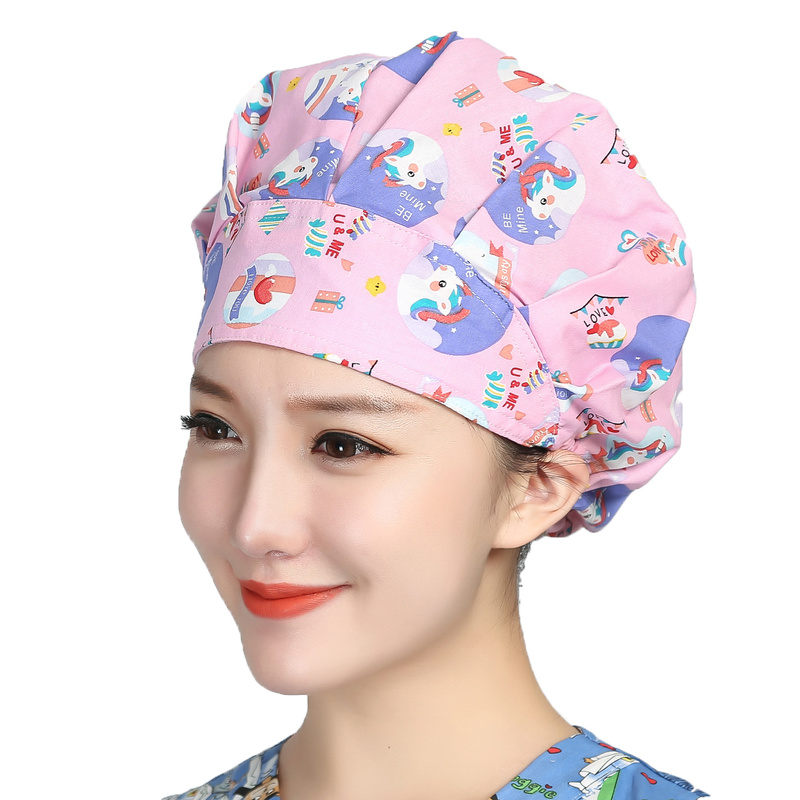 Bouffant Scrubs Hats Cartoon P - Women'S Work Accessories ulasan dan harga