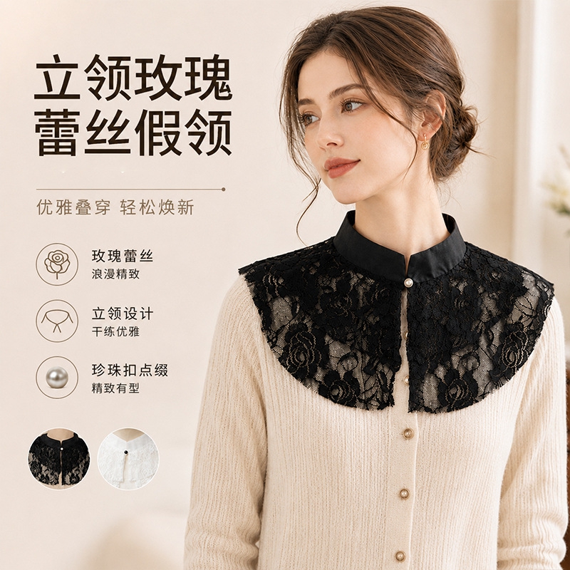 Elegant Lace Floral False Coll - Accessories Woman ulasan dan harga