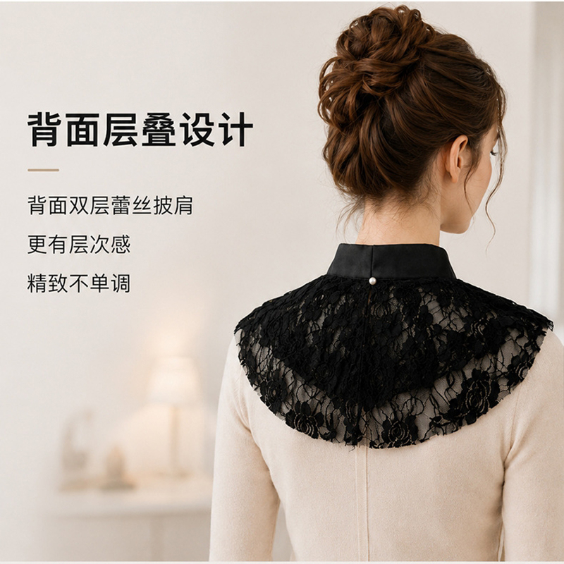 Elegant Lace Floral False Coll - Accessories Woman ulasan dan harga