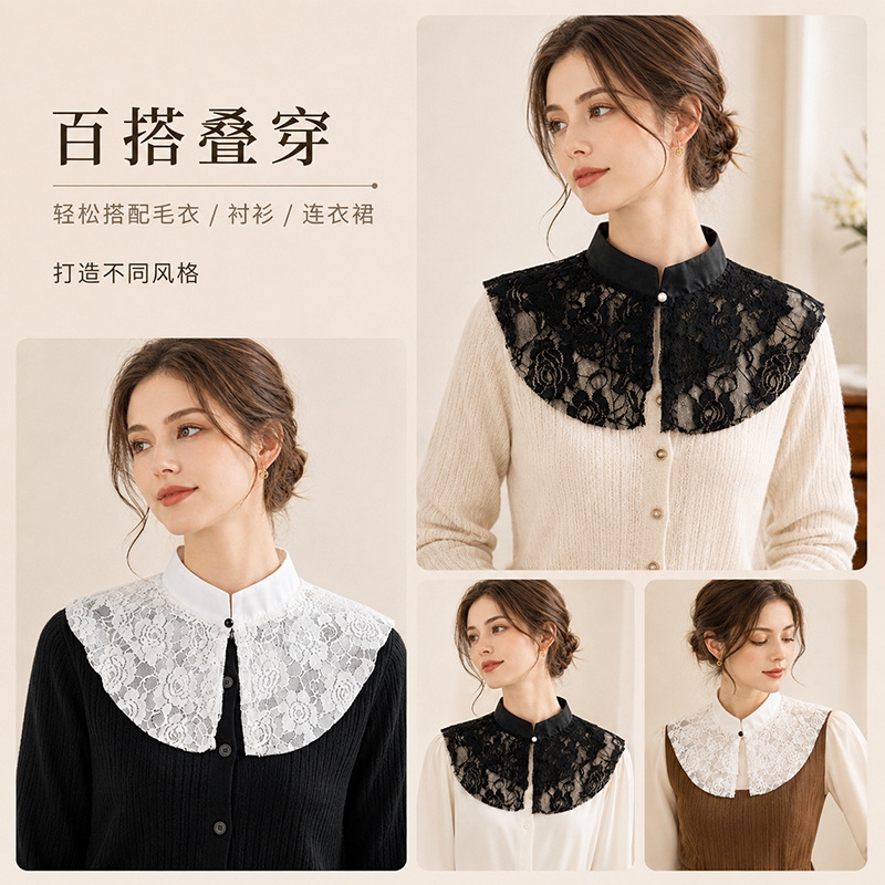 Elegant Lace Floral False Coll - Accessories Woman ulasan dan harga